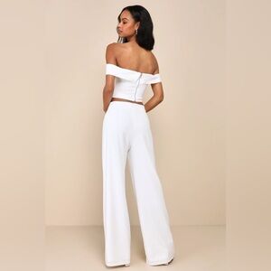 Lulus Exponentially Chic Ivory Off-the-Shoulder Two-Piece Jumpsuit